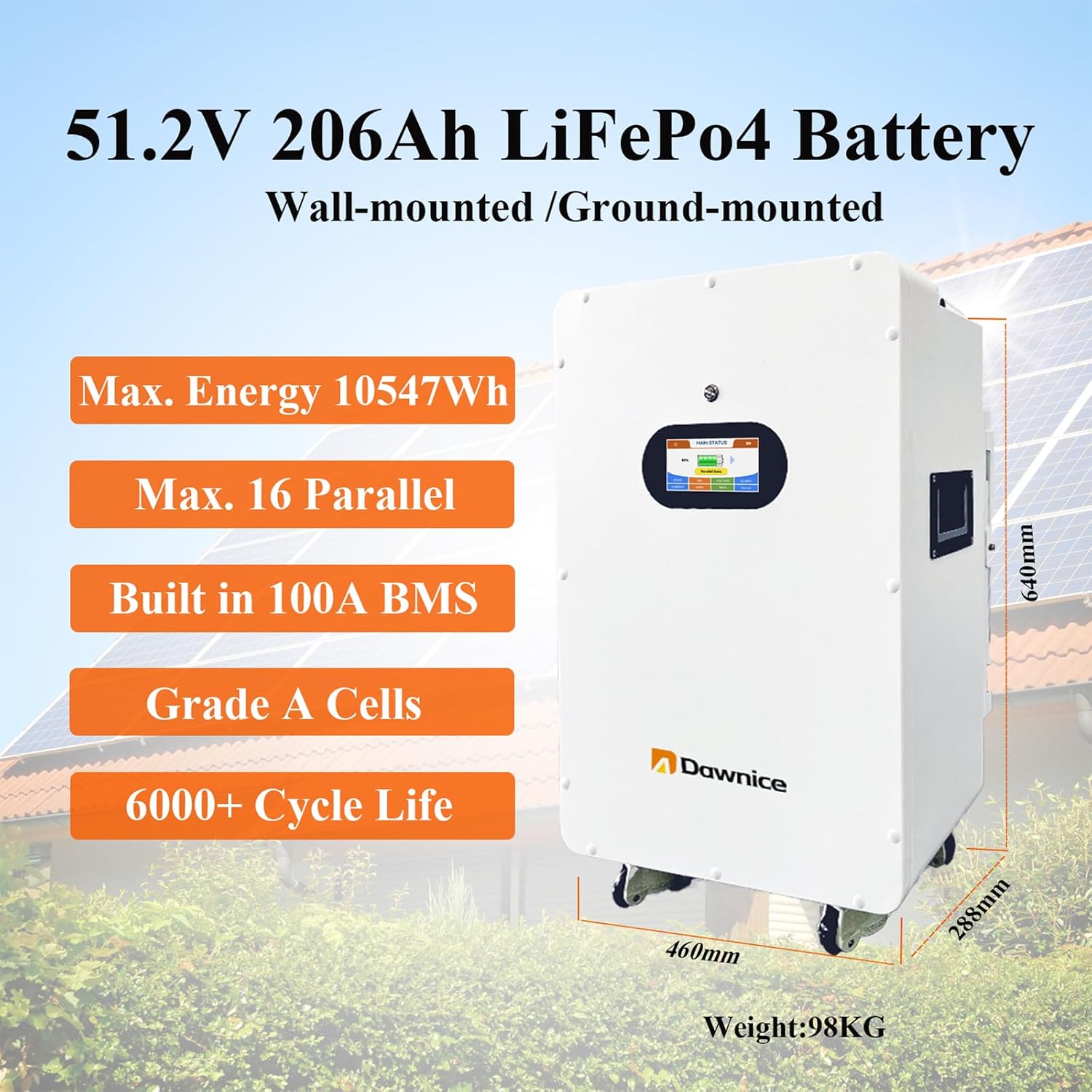 22000W Hybrid Solar System Complete Kit with 3Sets 12KW Solar Hybrid Inverter,6Sets 48V 206Ah 10KWh LiFePO4 Battery 40PCS Bificial 550W Solar Panels with MPPT Controller 120/240Vac