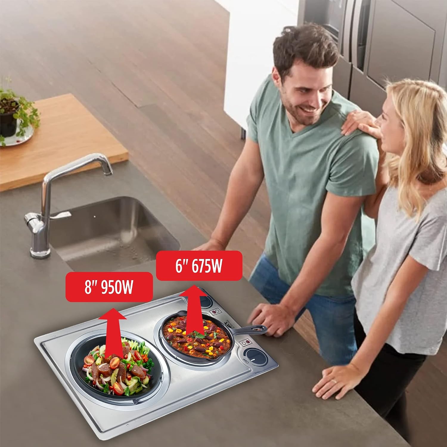 Summit 12' 2 Burner Electric Cooktop 230V Radiant Cooktop, Coil Elements, Made in the USA, Stainless Steel- CCE227SS