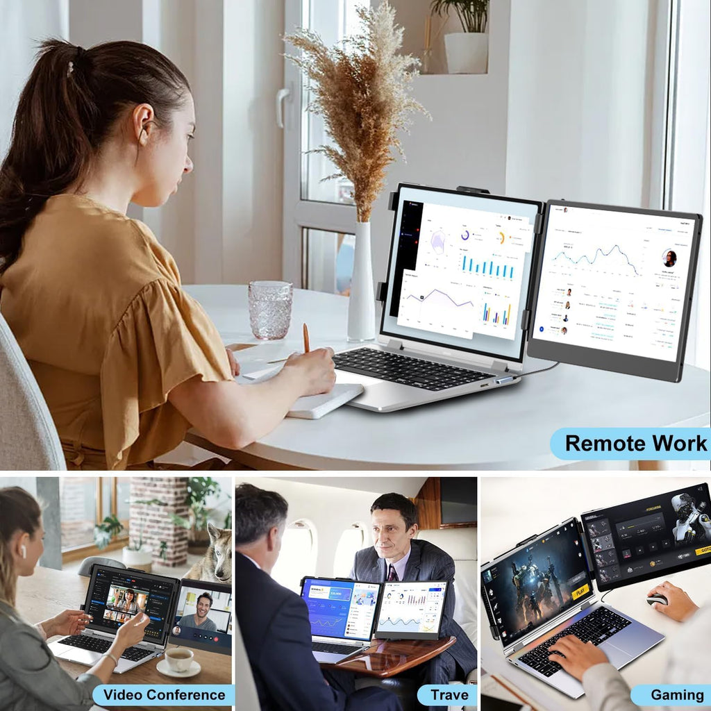 KEFEYA Laptop Screen Extender, 14' FHD 1080P IPS Laptop Monitor Extender Dual Screen, Portable Monitor for Laptops 13-17' with USB-C/HDMI Port, Plug n Play for Windows/Mac/Android/Switch/PS5