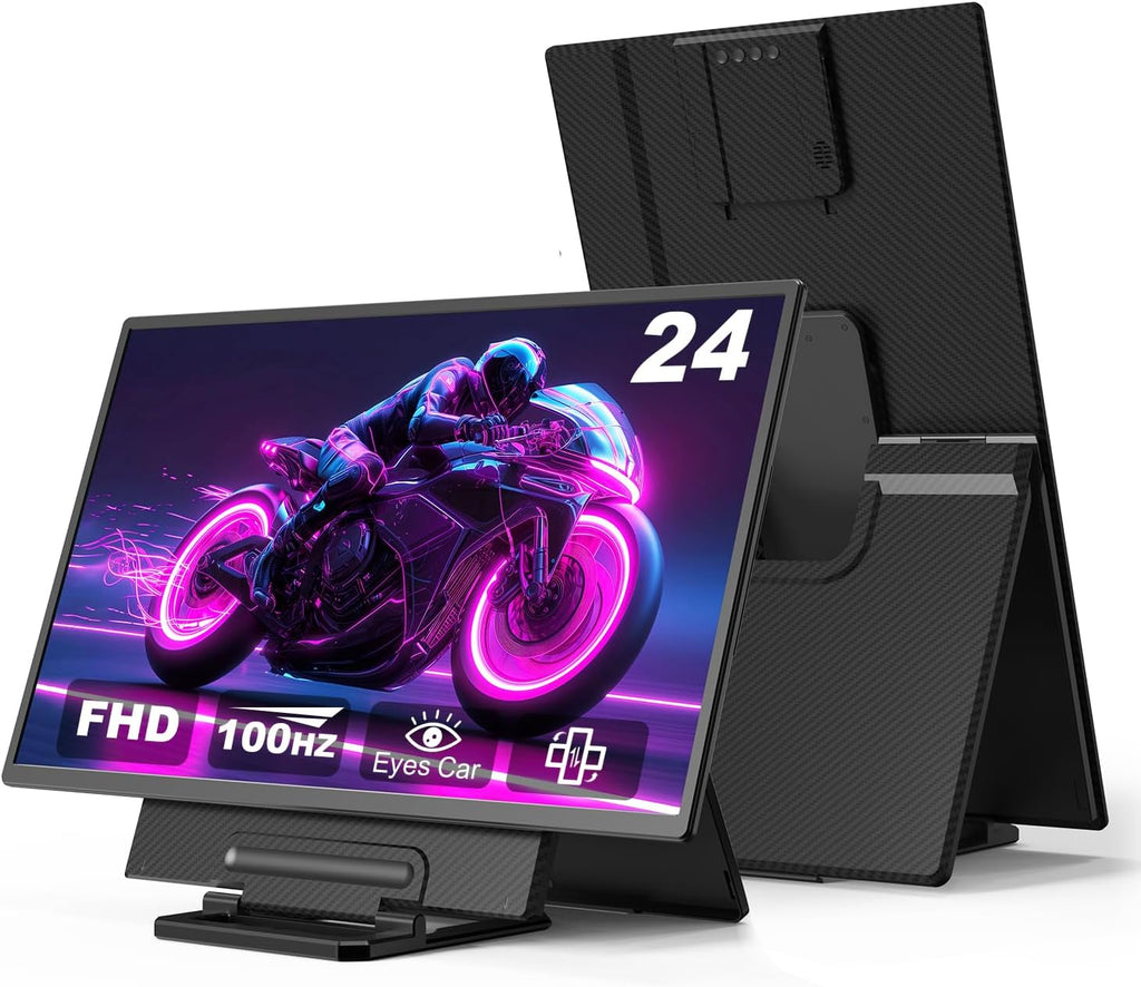 24' Large Portable Monitor, 1080P FHD 100Hz Laptop Screen Extender, 125% sRGB IPS Monitor Extender, USB C HDMI Office Gaming with Detachable Stand, Travel monitor for Window MAC Phone Xbox Switch