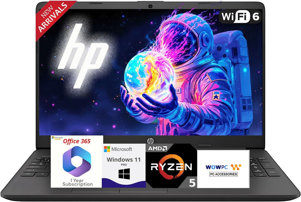 HP 2025 Latest Laptop for Work & Home, AMD Ryzen 5 5500U Powerful Processor (Outperforms i7-1165G7), 15.6' FHD LED Display, 16GB RAM, 1TB SSD, Ethernet RJ-45, Wi-Fi 6, Windows 11 Pro, WOWPC USB