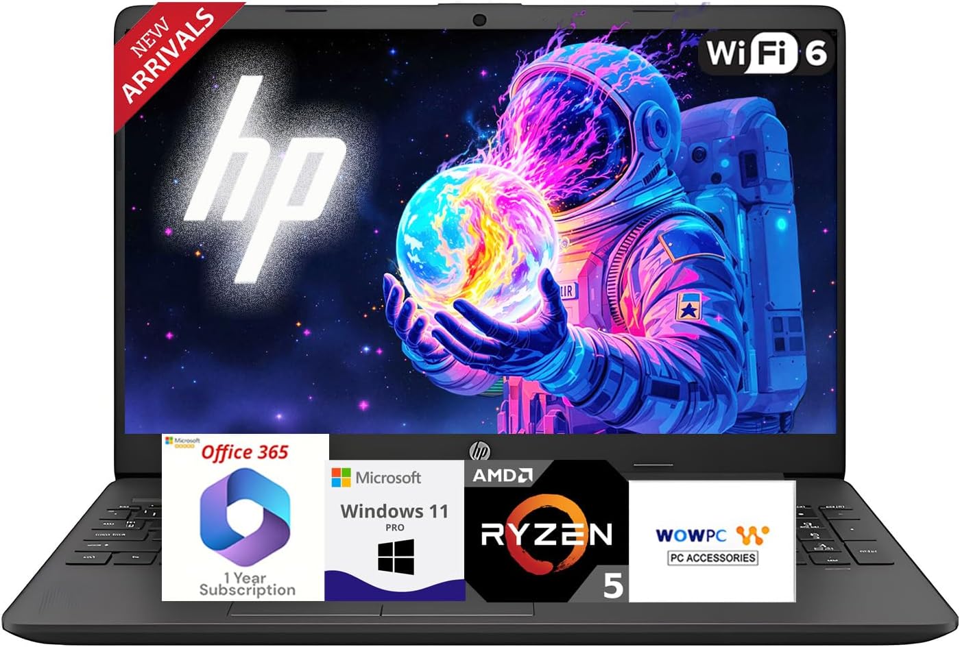 HP 2025 Latest Laptop for Work & Home, AMD Ryzen 5 5500U Powerful Processor (Outperforms i7-1165G7), 15.6' FHD LED Display, 16GB RAM, 1TB SSD, Ethernet RJ-45, Wi-Fi 6, Windows 11 Pro, WOWPC USB