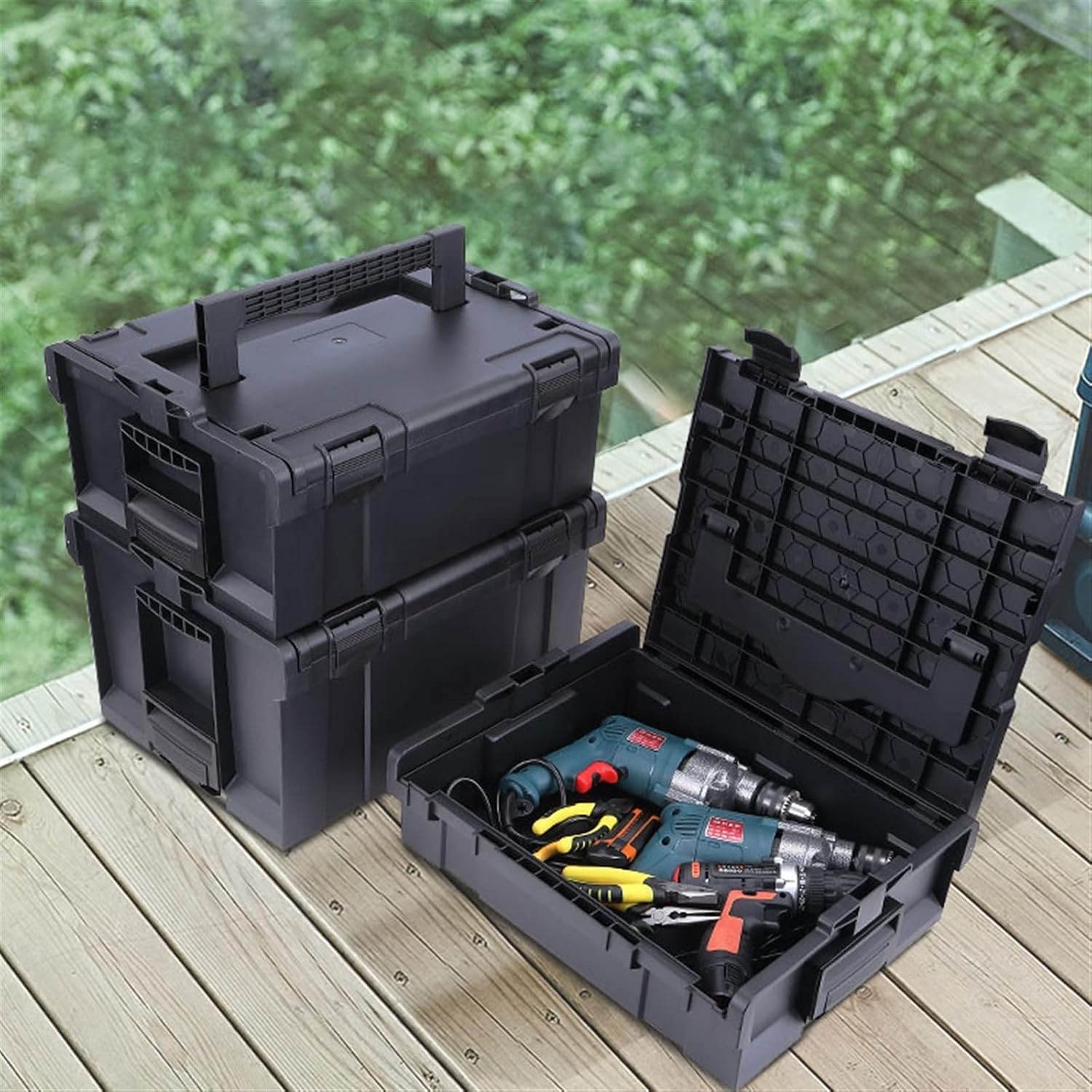 Portable Tool Box Portable Tool Box Organizers, Stackable Plastic Storage Toolbox, Multifunction Tool Case Organizer for Outdoor Home Small Parts Box (Size : Medium+Large)