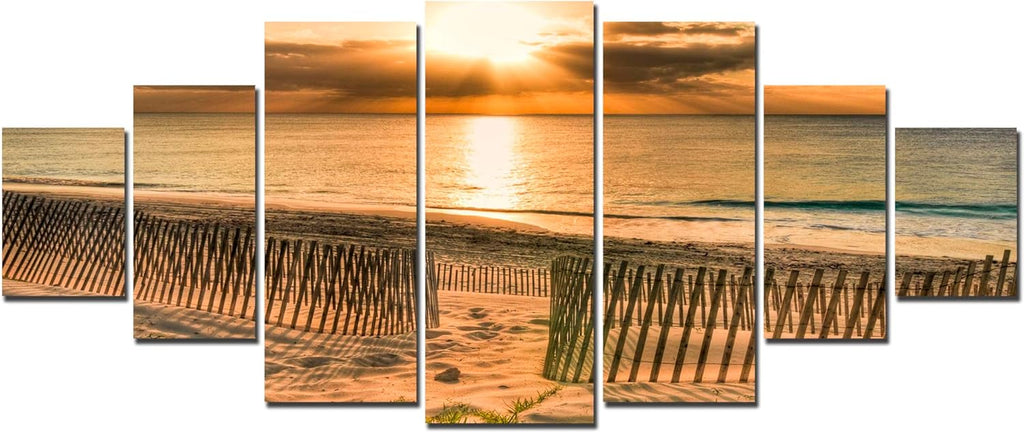 Startonight Huge Canvas Wall Art Sunset On The Shore - Large Framed Set of 7 40' x 95'