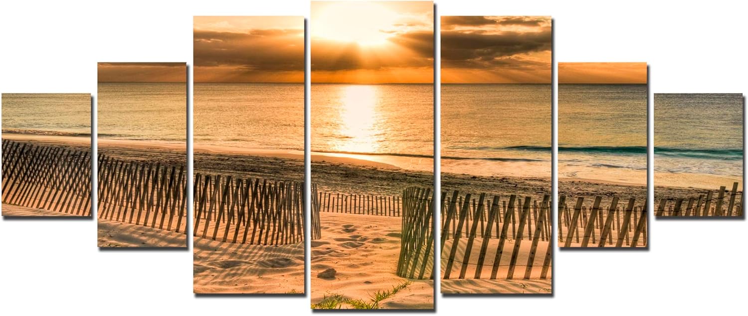 Startonight Huge Canvas Wall Art Sunset On The Shore - Large Framed Set of 7 40' x 95'