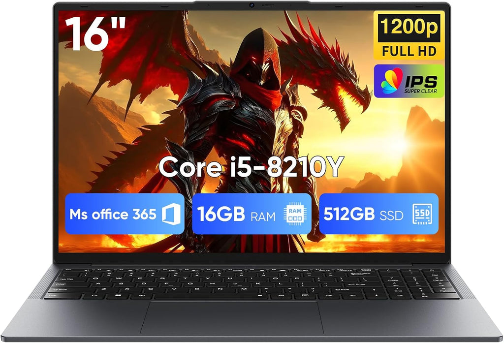 EYY 16' Laptop Computer Intel Core i5 Processor, Win 11 Pro Laptop 16GB RAM 512GB SSD, 1920 x 1200 FHD 16:10 Display, Office Suite Notebook with Backlit Keyboard, Student Business Work Laptops