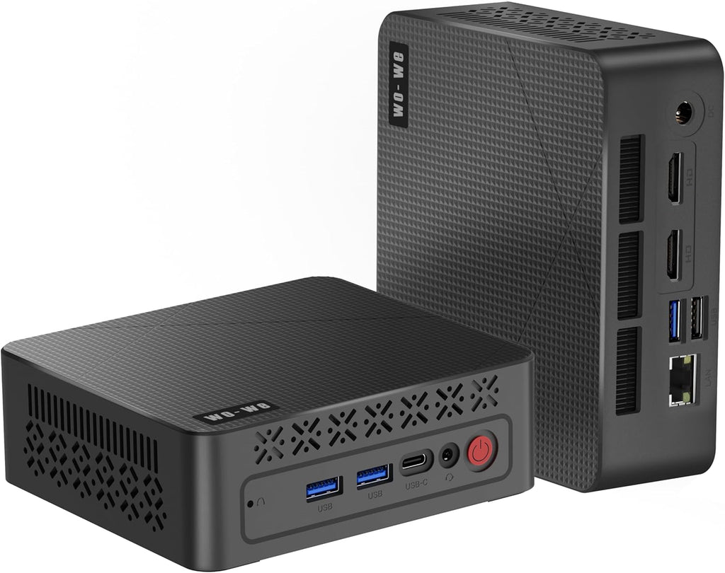 wo-we Mini PC AMD 3500U(Beat N150/N100) 8GB RAM 256GB SSD 4C/8T 4K Triple Display Dual HDMI&Type-C,USB3.2 Silent Heat Dissipation Mini Desktop Computer forHome Theater Office Business Education
