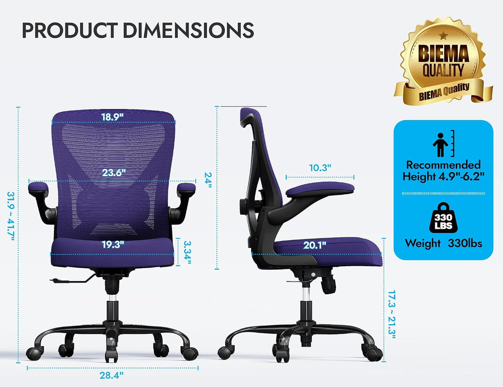 Ergalithic Ergonomic Office Chair - X-Shaped Computer Desk Chair Comfy, Gaming Chair, Office Chair with Lumbar Support, Mesh Office Chairs, Desk Chair for Long Hours(Black Purple)