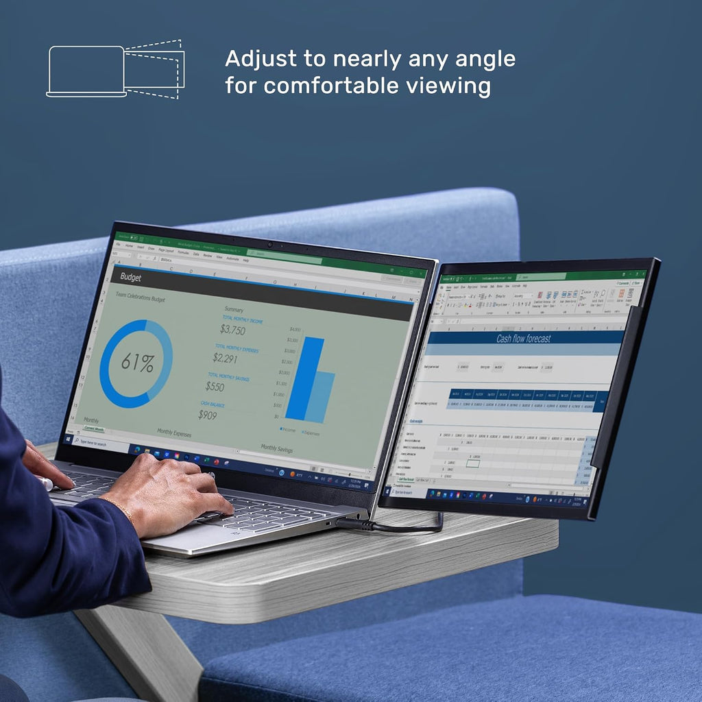 SideTrak Swivel 15.6' Attachable Portable Monitor for Laptop | FDH TFT Laptop Dual Screen | Mac, PC & Chrome Compatible | Swivel Hinge Laptop Screen Extender | USB-C Port