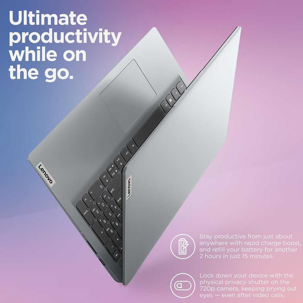 Lenovo 15.6' FHD Laptop Computers for Home Student Study, Intel Processor, 8GB DDR4 RAM, 256GB PCIe SSD, WiFi 6, Bluetooth 5.2, Type-C, HDMI, Webcam, Cloud Grey, Windows 11 Pro (Renewed)