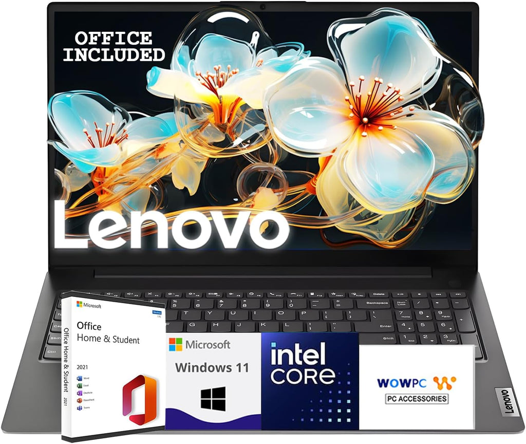 Lenovo 2025-2026 New Generation V15 Business and Student Laptop | 15.6' FHD Display | Intel High-Performance CPU | 8GB RAM | 512GB SSD | Ultra-Quiet Design | Long Battery Life | Windows 11 | WOWPC