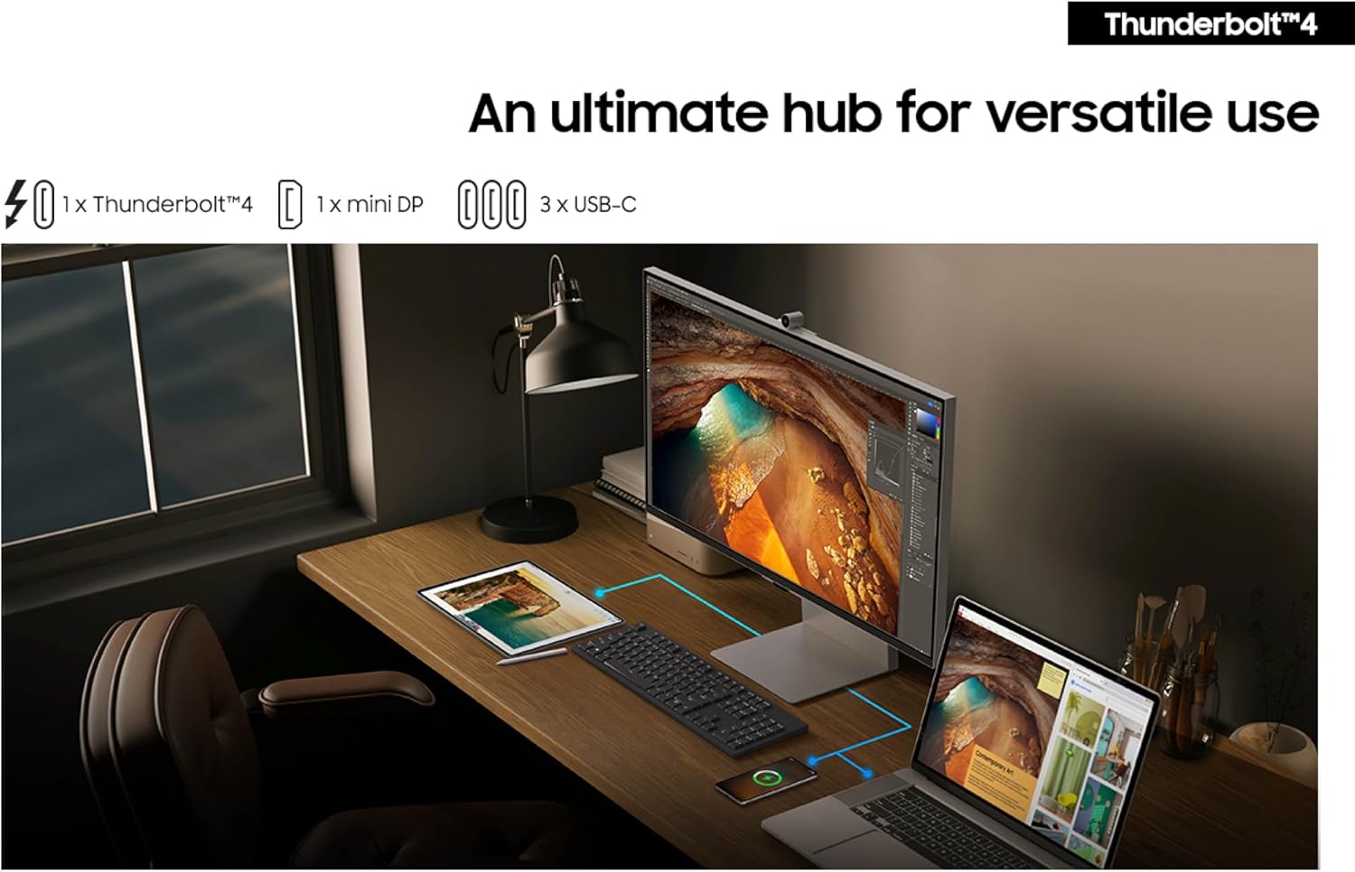 Samsung 27' ViewFinity S9 Series 5K Computer Monitor, Thunderbolt 4, DisplayPort, Matte Display, 4K Slimfit-Camera, Slim Metal Design, AirPlay, Smart-TV Apps, Gaming Hub, LS27C900PANXZA