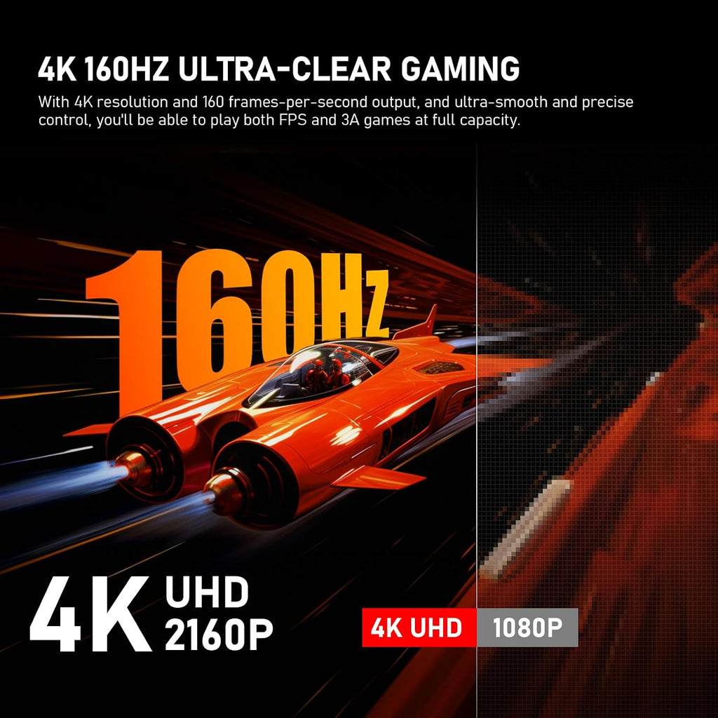 Gawfolk 32-inch 4K Ultra HD Curved 1500R Computer Monitor, 160Hz Gaming Screen, 1ms, Adaptive Sync, 128% sRGB, Built-in Speaker, HDMI 2.1, DisplayPort, Compatible with 75 * 75MM Wall Mount-Black