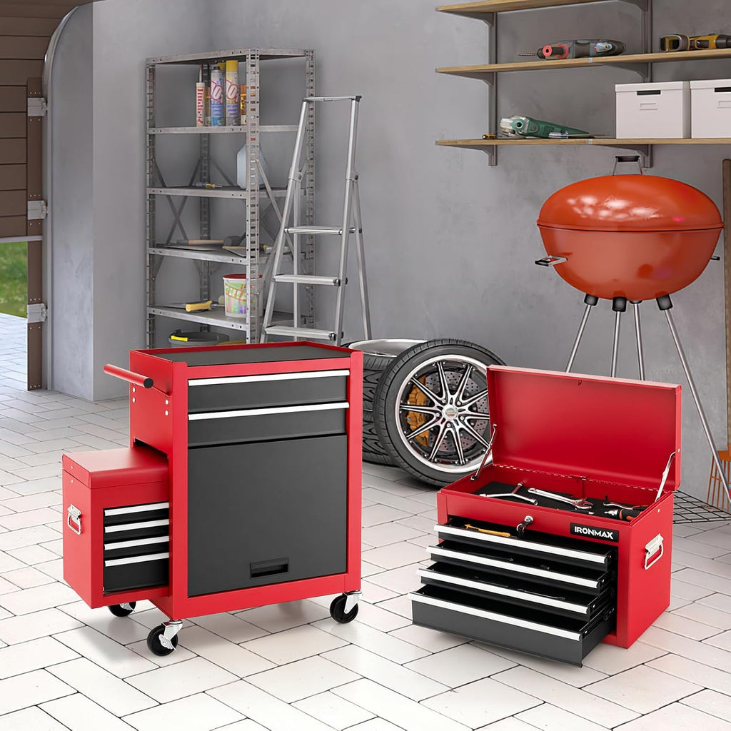 Goplus Tool Chest, 3-in-1 Rolling 6 Drawers Tool Cabinet with Detachable Top Toolbox, Middle Tool Storage, Universal Lockable Wheels, Protective Liner, Auto Lock, Metal Tool Box for Garage Workshop
