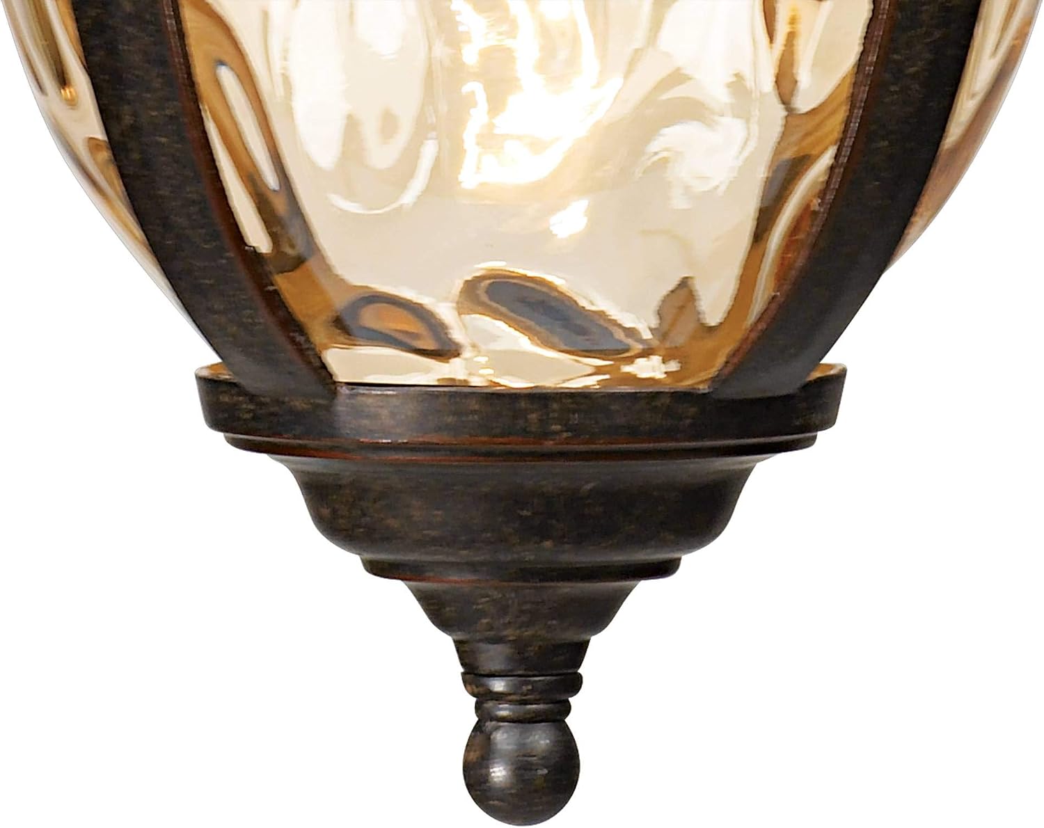 John Timberland Bellagio European Outdoor Ceiling Light Hanging Bronze Brown 18' Champagne Hammered Glass Damp Rated for Exterior House Porch Patio Outside Deck Garage Front Door Garden Home