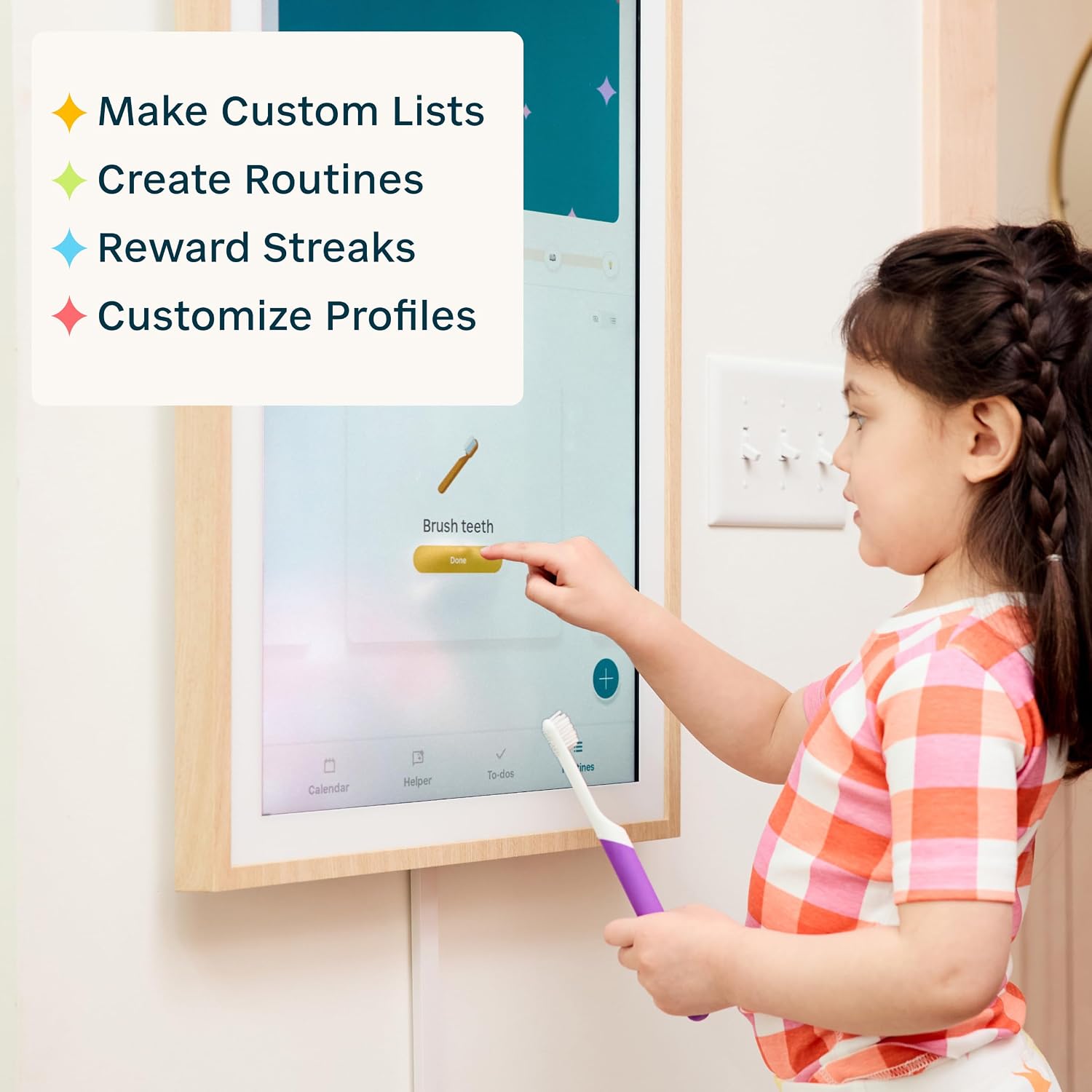 Hearth Display 27' Digital Calendar for Families, Interactive Touchscreen, Custom Wall Mount, Matte Black Frame