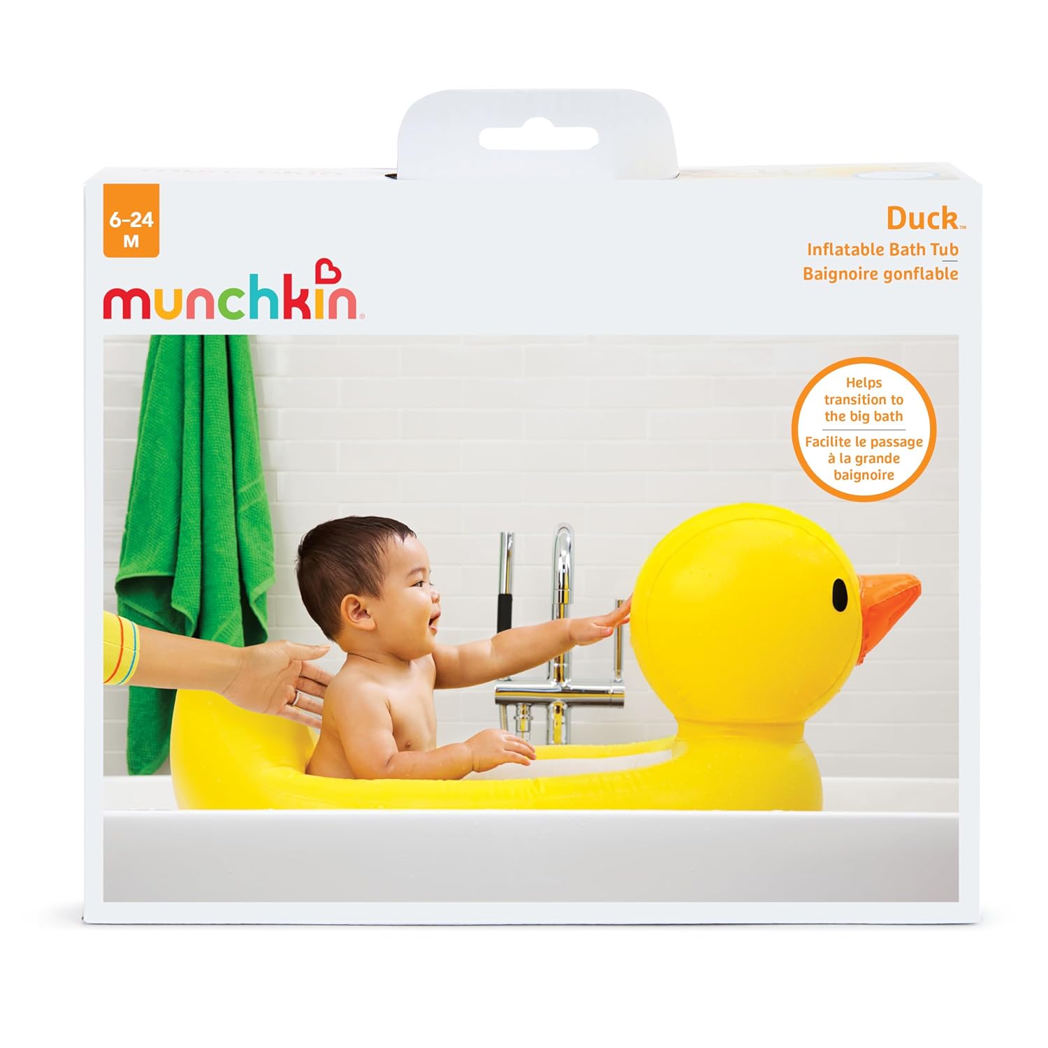 Munchkin Duck Inflatable Baby Bathtub for Babies 6-24 Months,White Hot Heat Alert,Great for Home or Travel,Classic Yellow Ducky,(Pack of 6)