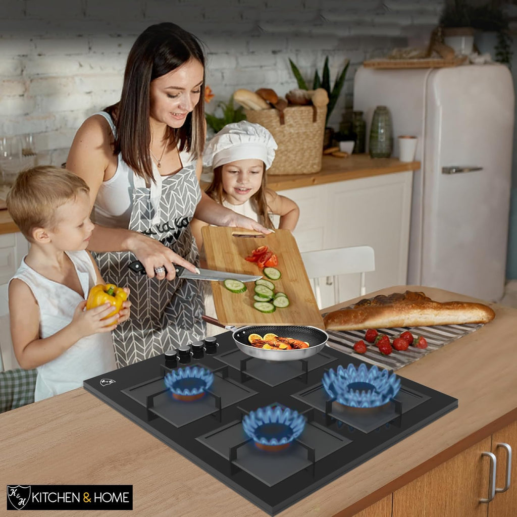 K&H 4 Burner 24 Inch Built-in LPG/Propane Gas Stove Top Glass Surface Cast Iron Cooktop UL/ETL Certified 4-GCW-LPG