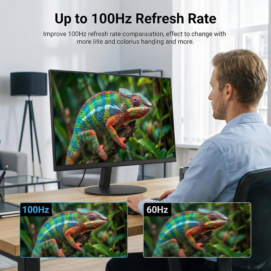 27 Inch Monitor - 1080P, VA, Full HD, Frameless, 100Hz, 1ms, Adaptive-Sync, for Working and Gaming, Low Blue Light, Flicker Free, HDMI, VESA Mountable (100x100mm)