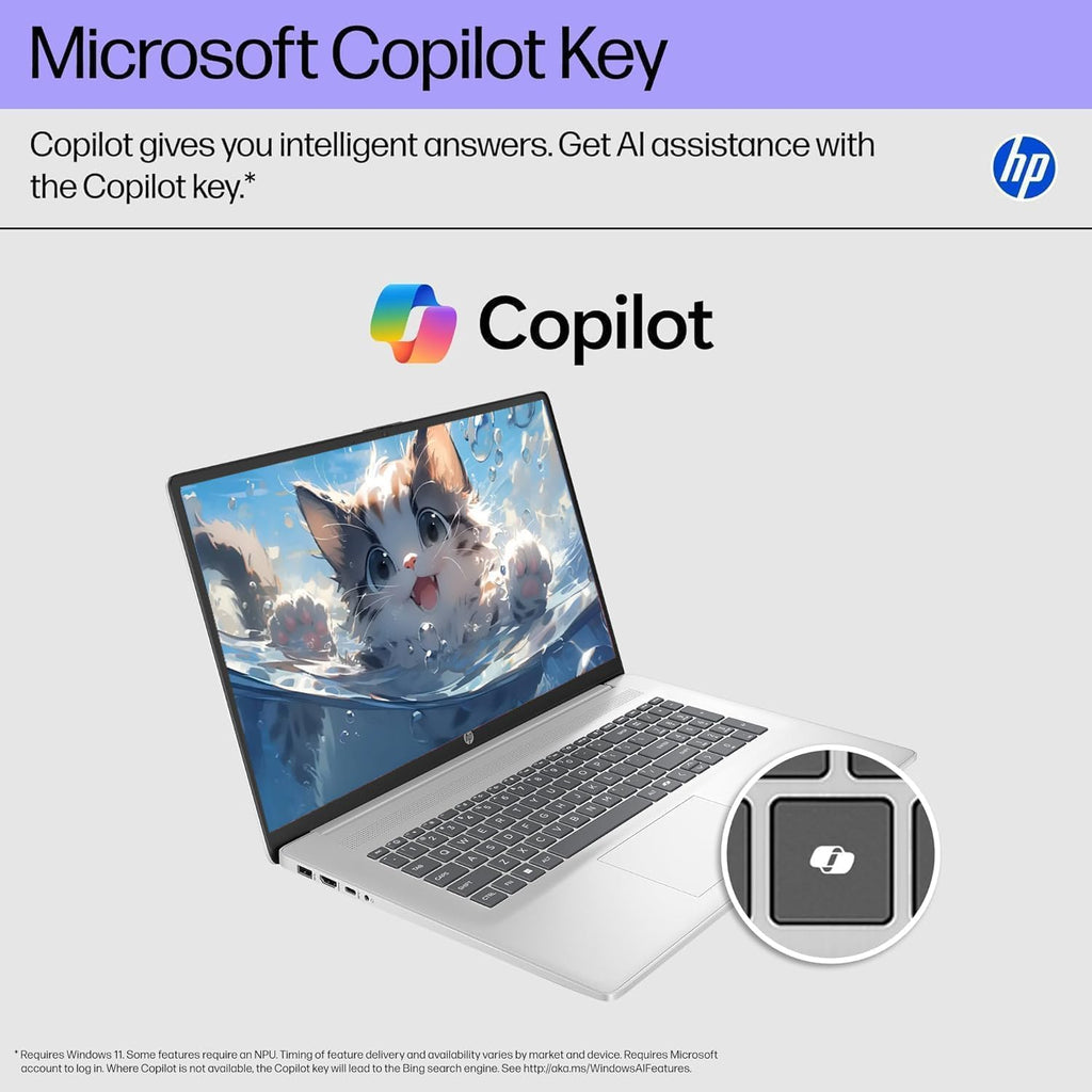 HP 2025 Copilot AI Laptop Computer for Business, 17.3' HD+ Touchscreen, Intel 10-Core i5-1334U (up to 4.6 GHz), 16GB RAM 256GB SSD, FP Reader, Windows 11 Home, Wi-Fi 6, Numeric Keypad, w/Accessory