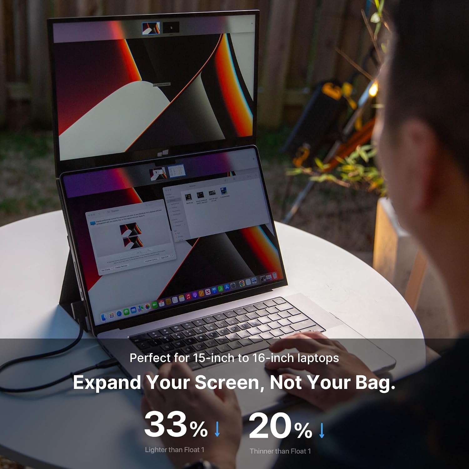 New Mobile Pixels Duex Float 2 Pro 2.5 K Portable Monitor, 16' Laptop Screen Extender (Built-in Kickstand), USB C/HDMI Stacked Monitor Extender with Dual Speakers, Windows, MacOS, Switch, Android