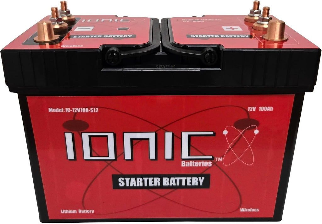 Ionic Lithium 12V Starter Battery for Semi Trucks and Diesel Engines - 12V Group 31 Battery with 3000CA - Bluetooth Capability - 30.8lbs - IC-12V100-S12