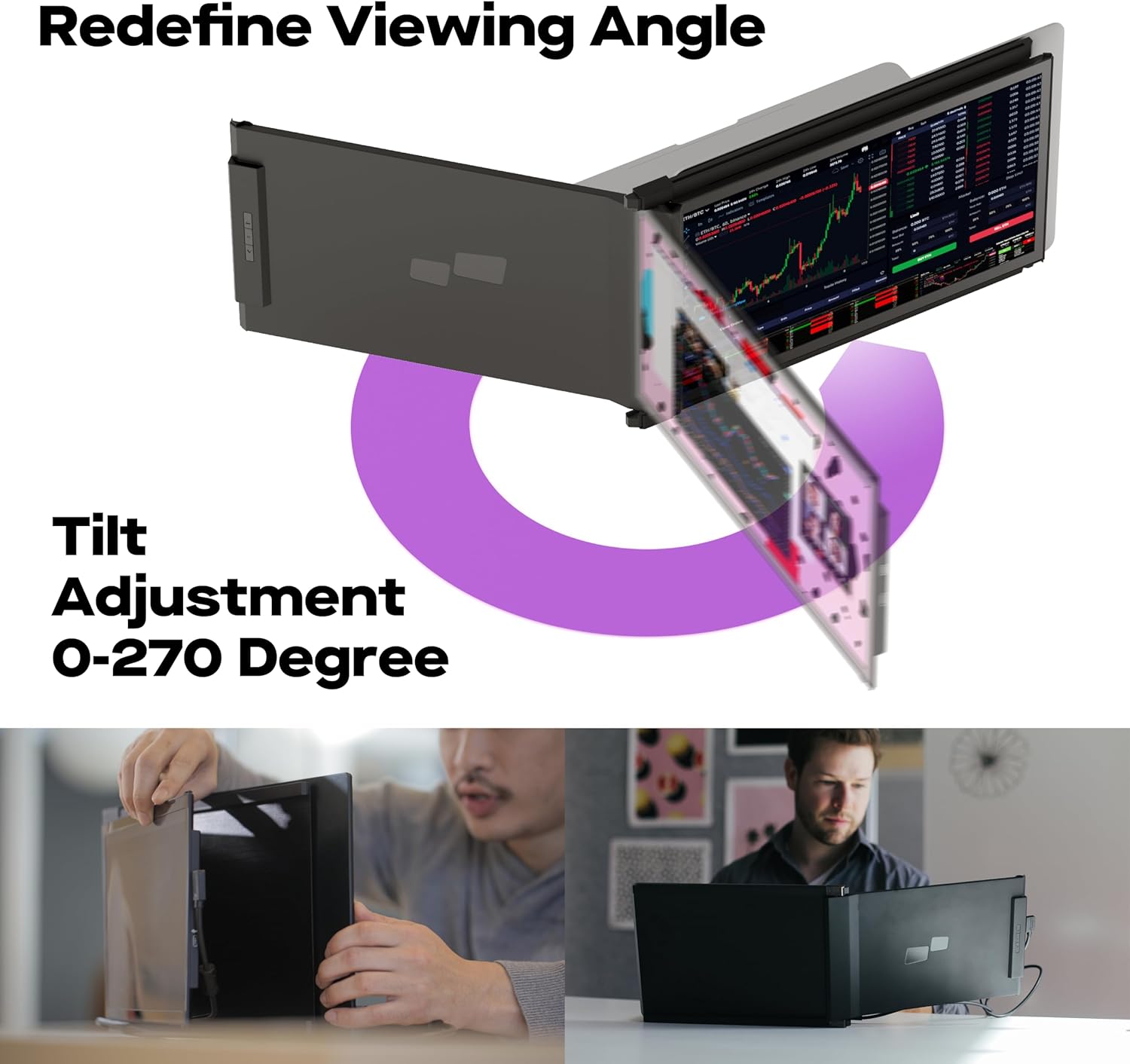 2026 Mobile Pixels Duex Plus DS 13.3' Portable Monitor, USB Type-C/HDMI Plug and Play Laptop Screen Extender, FHD 1080P Laptop Monitor, Compatible with Windows/Mac