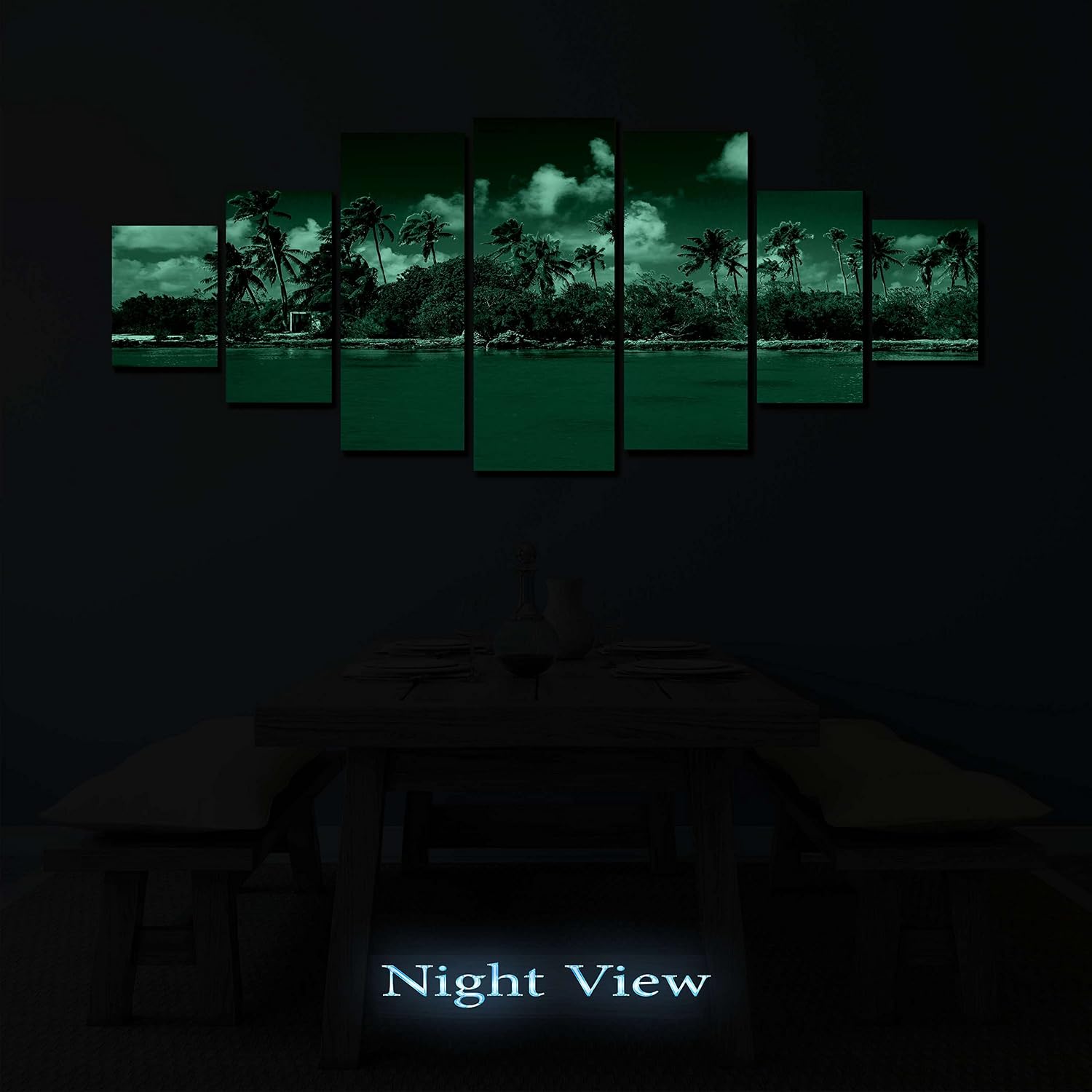 Startonight Huge Canvas Wall Art - Sunny Beach - Large Framed Set of 7 40' x 95'