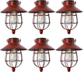 YAKii 6 Pack Solar Lantern Hanging Waterproof Outdoor Metal Solar Lamp with Warm White Light Decorate for Yard Garden Pathway Patio Porch (Red)