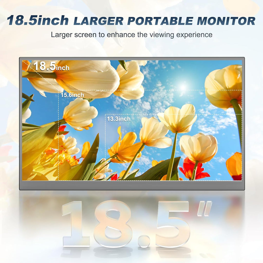 COOLHOOD 18.5 Inch Portable Monitor, FHD 120Hz IPS HDR 125% sRGB USB-C HDMI External Travel Monitor with Built-in Speakers, VESA Compatible for Laptop MacBook PC Surface PS5 Xbox