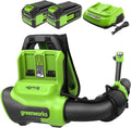 Greenworks 40V (710 CFM / 175 MPH) Brushless Backpack Blower, High Power for Wet Leaves, Heavy Debris, Gravel and Driveway Snow, Includes (2) 5.0Ah HP Batteries & 4A Dual Charger