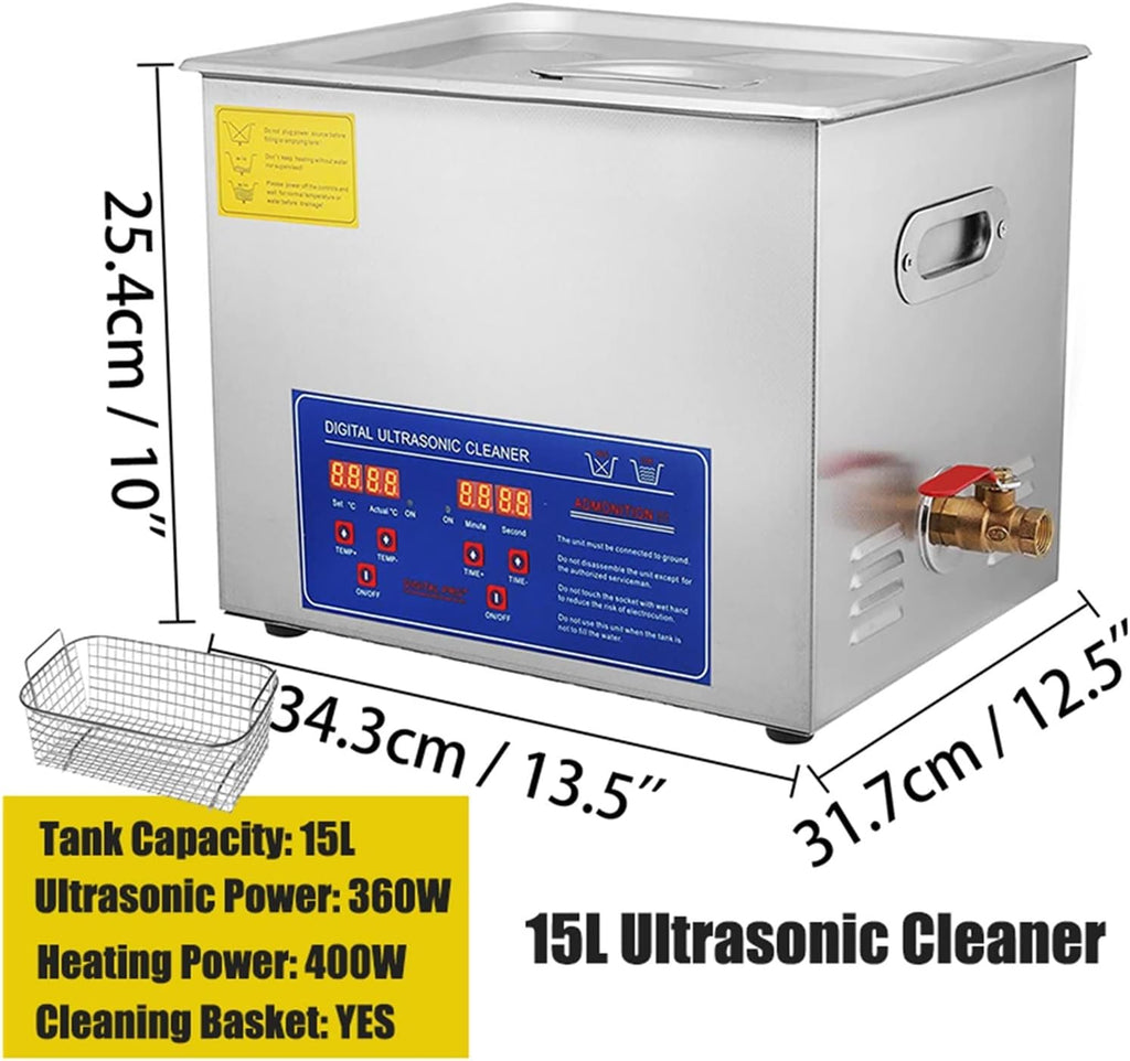1.3L 2L 3L 6L 10L 15L 22L 30L Ultrasonic Cleaner Lave-Dishes Portable Washing Machine Diswasher Ultrasound Home Appliances for Beginners DIY Use(15L)