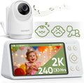 bonoch 2K 5.5' Baby Monitor No WiFi, 1600ft Long Range Video Baby Monitor with Camera and Audio, 240h Battery, White Noise, Hack-Proof, Night Vision, Smart Detect for Cry/Sleep Turnover/Motion