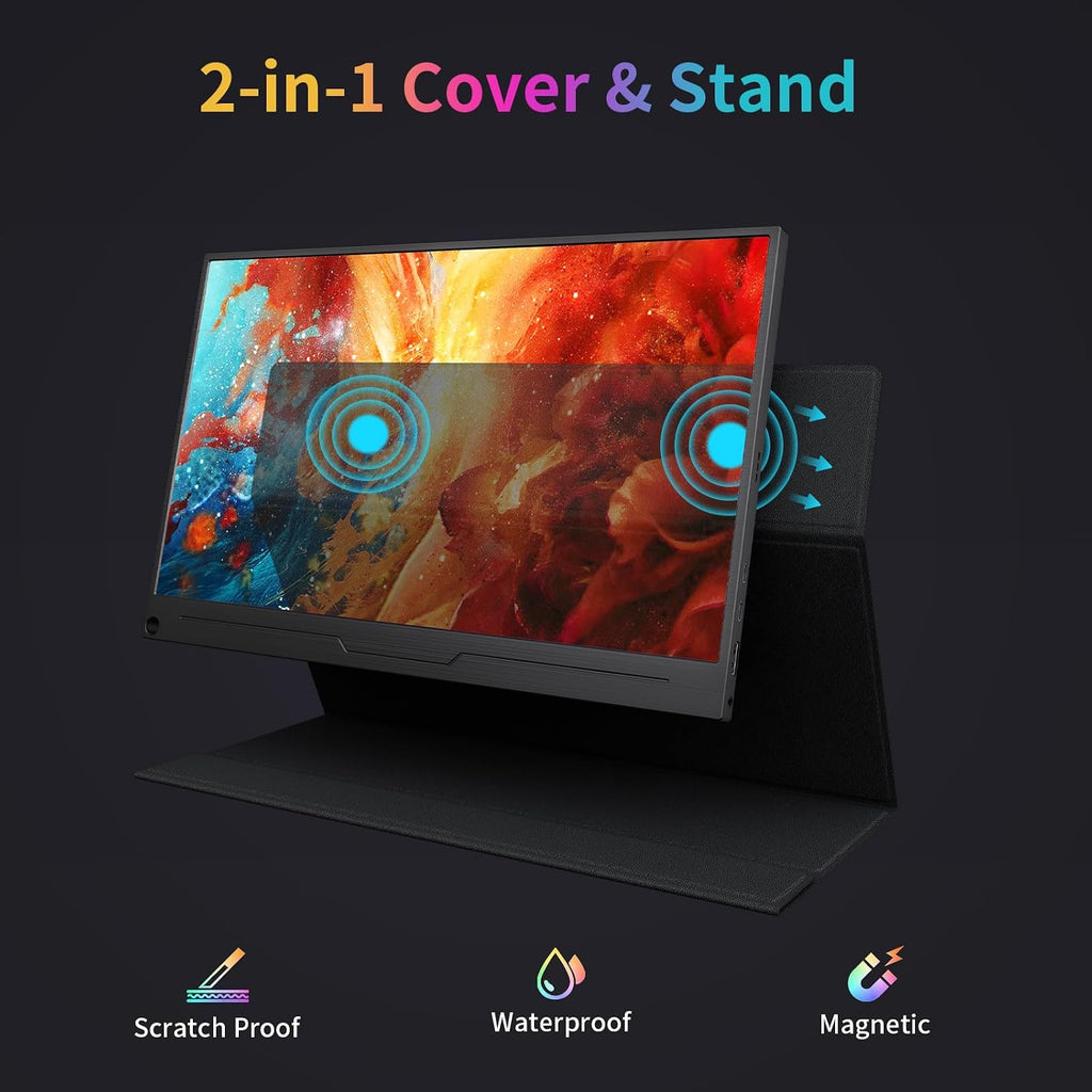 MAGICRAVEN 4K Portable Monitor, 15.6' 3840x2160 IPS Laptop Screen, USB C HDMI Computer Gaming Display with Speakers & Smart Cover, Travel Monitor for PC Phone PS5/4 Xbox Switch