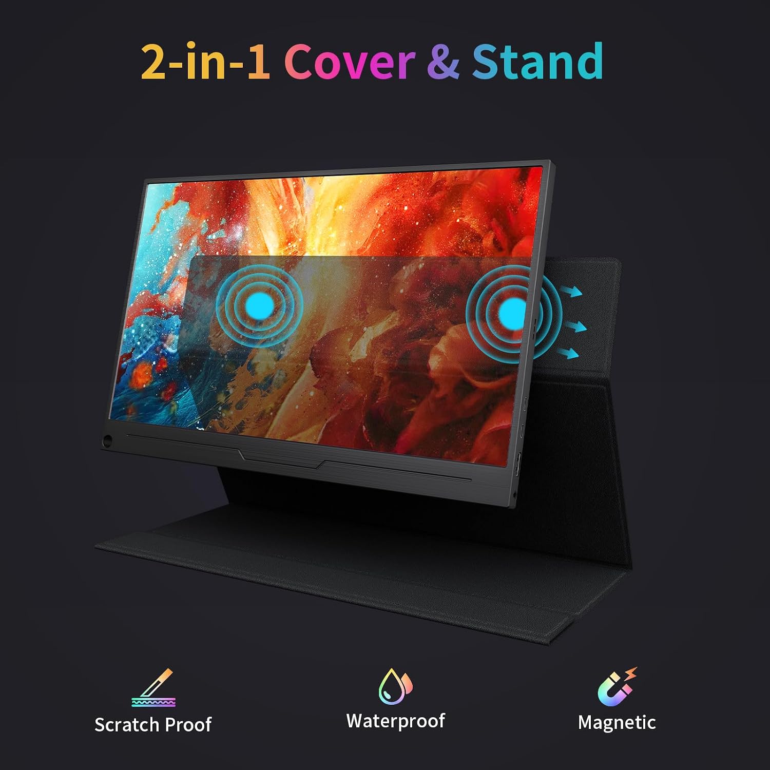 MAGICRAVEN 4K Portable Monitor, 15.6' 3840x2160 IPS Laptop Screen, USB C HDMI Computer Gaming Display with Speakers & Smart Cover, Travel Monitor for PC Phone PS5/4 Xbox Switch