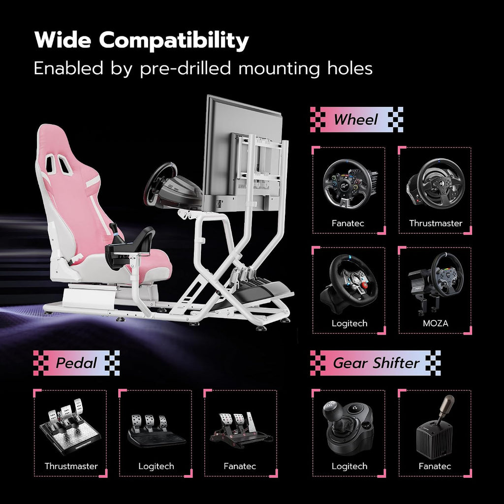 ARES WING Sim Racing Cockpit with Monitor Mount, Steering Wheel Stand with Seat, Racing Simulator Cockpit Compatible with Fanatec, Thrustmaster, Logitech, Moza Racing Games on PS5, PS4, Xbox and PC