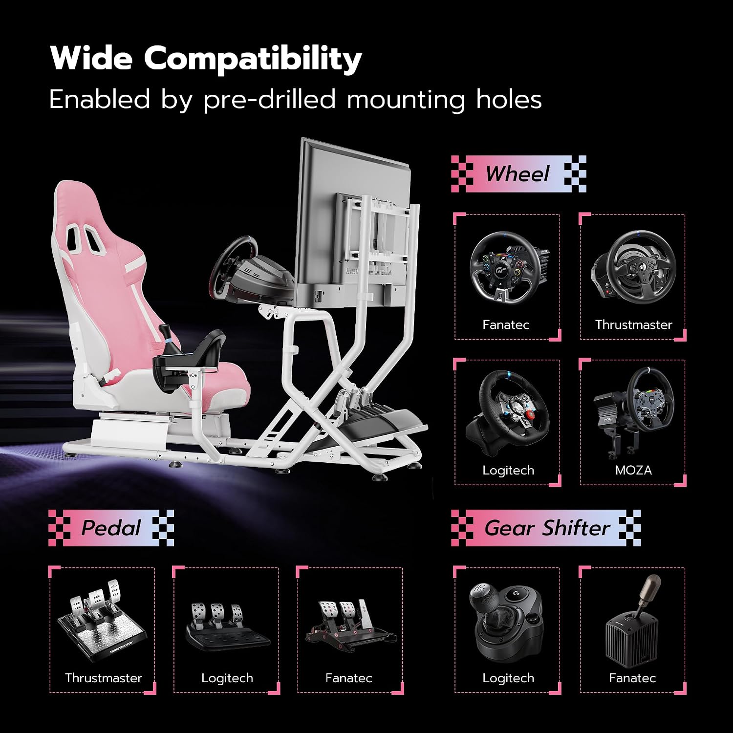 ARES WING Sim Racing Cockpit with Monitor Mount, Steering Wheel Stand with Seat, Racing Simulator Cockpit Compatible with Fanatec, Thrustmaster, Logitech, Moza Racing Games on PS5, PS4, Xbox and PC