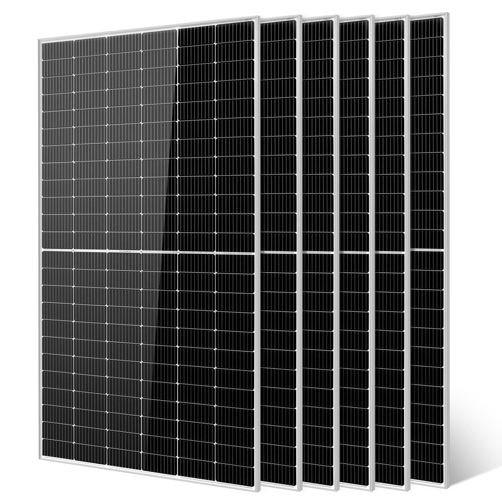 SUNGOLDPOWER 6PCS 550W Solar Panel,UL61730,18BB Monocrystalline Grade A Cell,Rigid,High Efficiency,IP68，Charging 12V/24V/48V Battery on Rooftop,Yard,Marine,on/Off Grid System CEC Listed (Total 3300W)