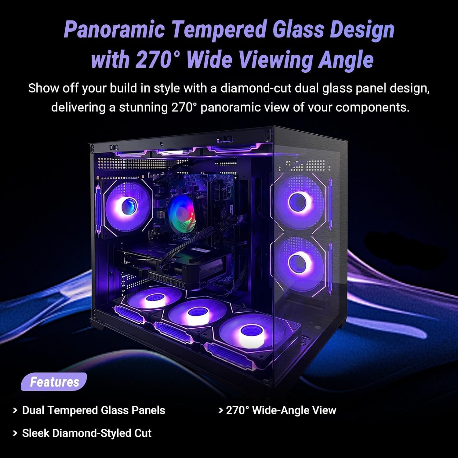 Gaming PC Desktop – Ryzen 7 5800X up to 4.7GHz, Radeon RX 6600 XT 8GB GDDR6, 16GB DDR4 RAM, 1TB NVMe SSD, WiFi 6 & BT 5.4, 9× ARGB Fans, 650W PSU, WIN11P, RGB Keyboard & Mouse