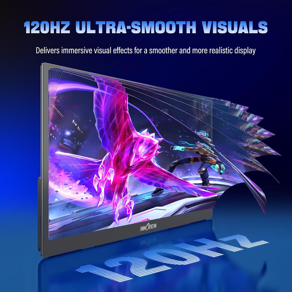 InnoView 2K Portable Monitor for Laptop 18.5' 2560x1440p QHD 120Hz 100% sRGB USB-C Standard HDMI Gaming Monitor,HDR Travel External Second Screen for Laptop, PC, Game Consoles
