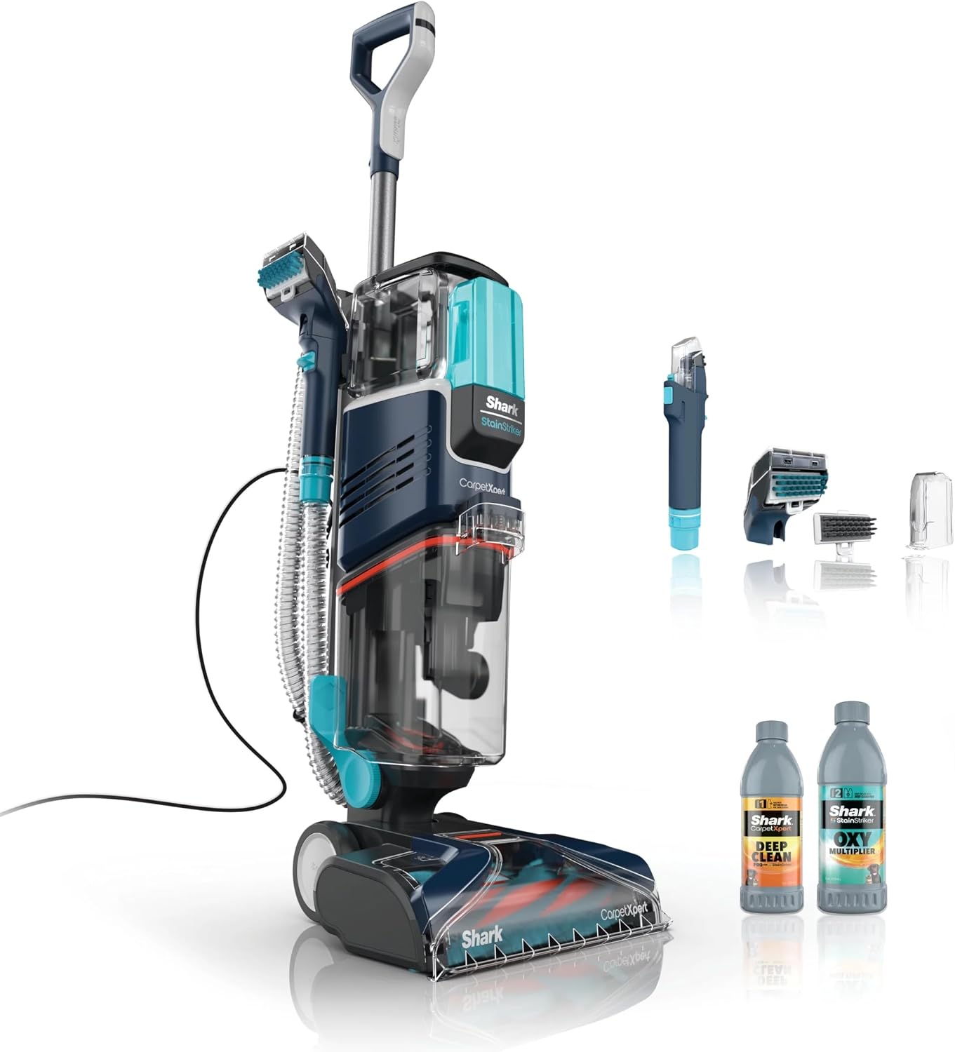 Shark CarpetXpert with Stain Striker, Upright Carpet, Area Rug & Upholstery Cleaner (Renewed) (Navy)