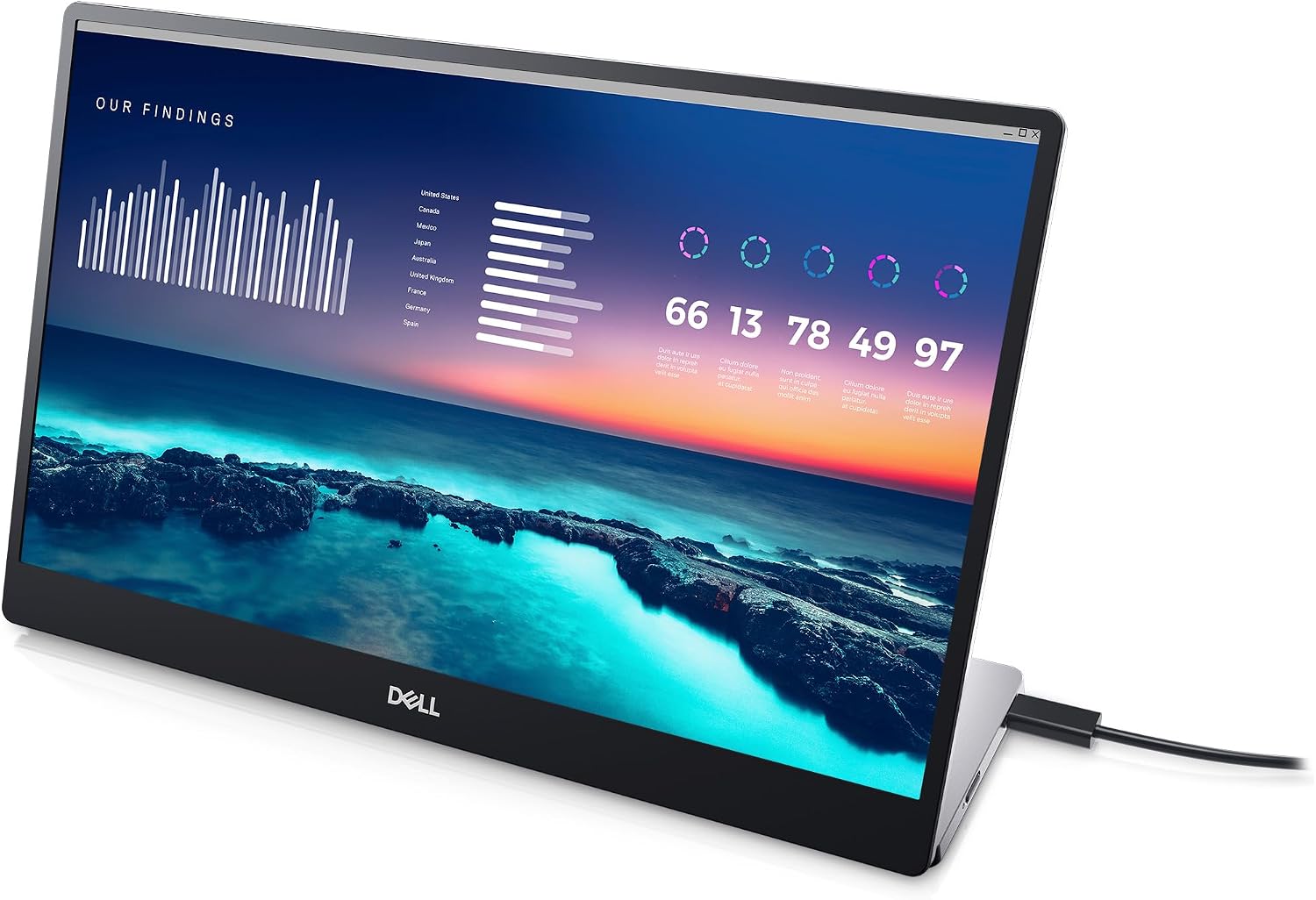 Dell P1424H 14' Portable Monitor 2 x USB-C (DisplayPort Alt Mode) 1920 x 1080 (Renewed)