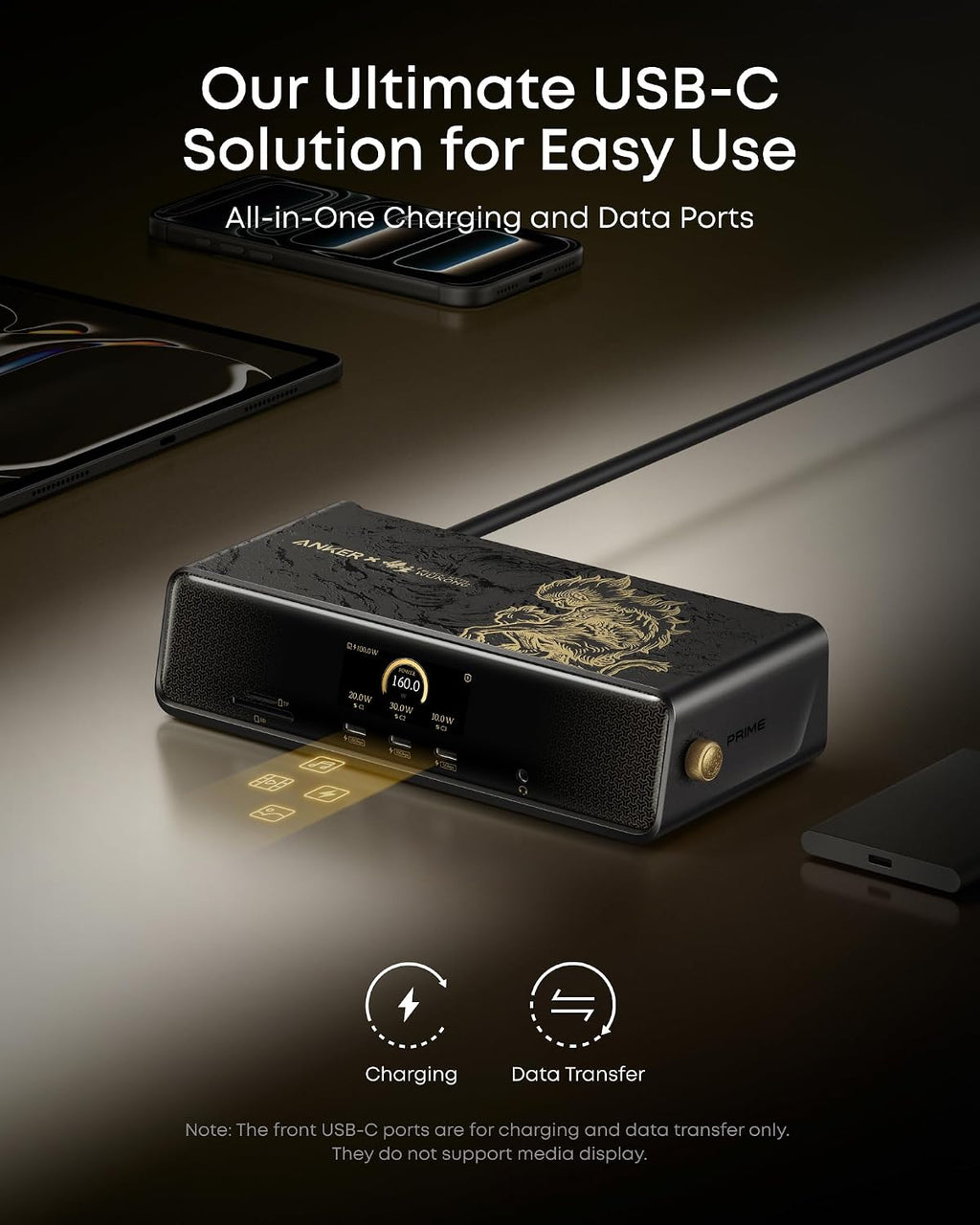 Anker Prime Docking Station (DL7400) Black Myth: Wukong Limited Edition, 14-Port Triple Display, 140W Max, Triple 4K 60Hz, for macOS and Windows (The Latest DisplayLink Driver Required)