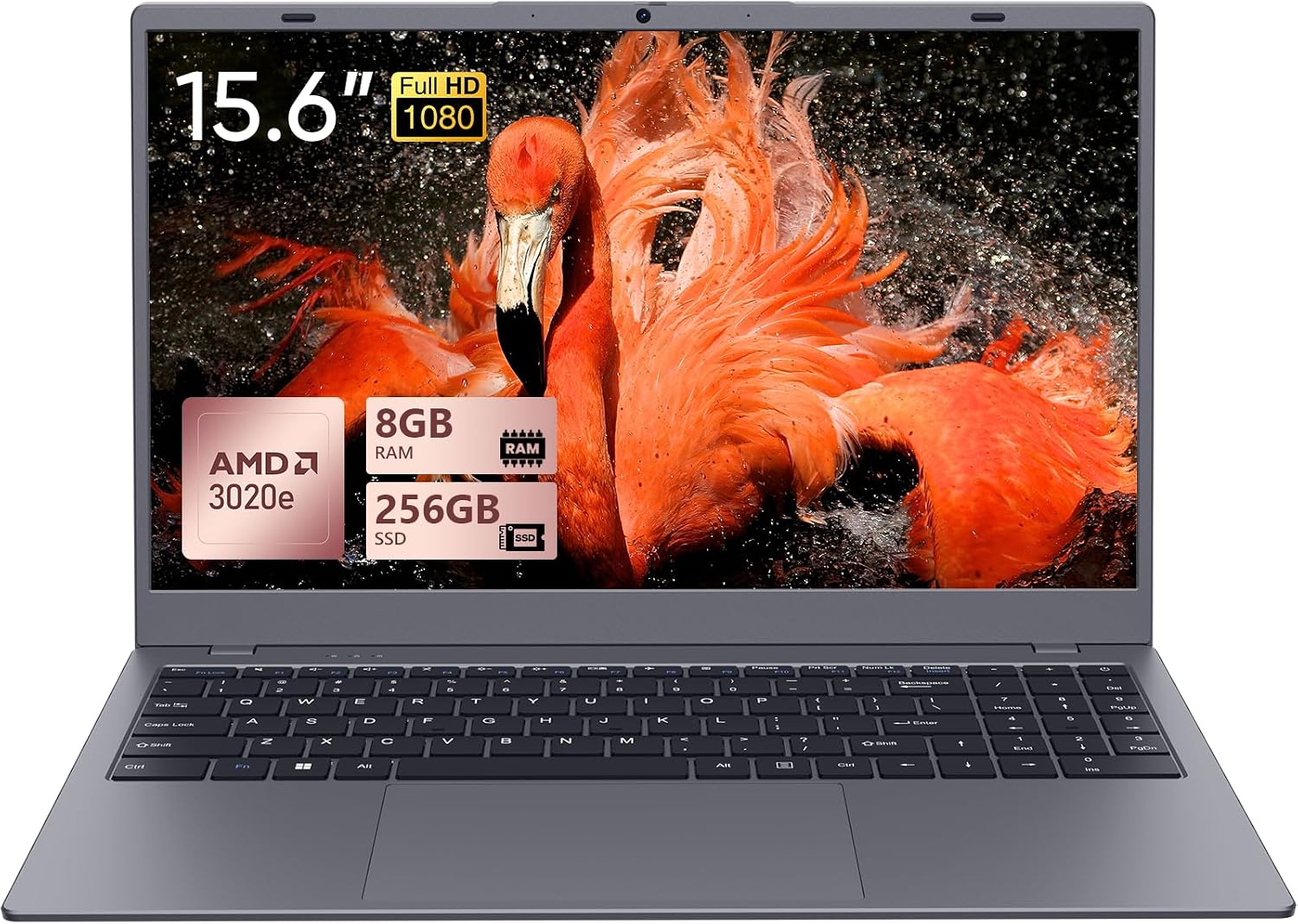 UOWAMOU 15.6 IPS-FHD-Laptop, 8GB RAM 256GB SSD AMD 3020e (up to 2.6GHz), Full Function Type C Computer for Student-Home WiFi 5 BT5.0