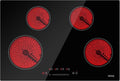 Electric Cooktop 30 inch Ceramic Stove 4 Burners 6700W Built-in Stove Top Electric Hot Plate Satin Glass cooktop in Black Touch Sensor Control/Timer/Child Safety Lock/9 Power Levelsr/220-240V