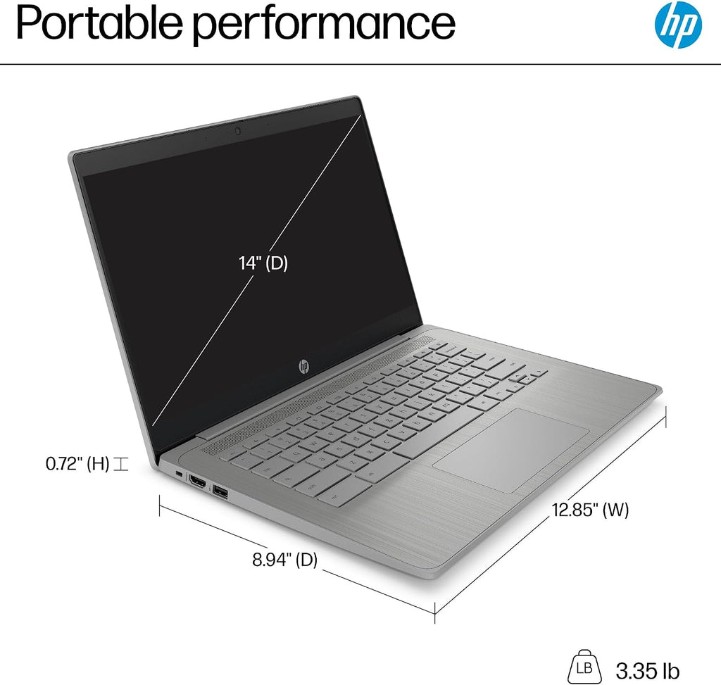HP Chromebook 14 Laptop (14' Anti-Glare, Intel Celeron N4500, 4GB RAM, 192GB Storage (64GB + 128GB SD)) for Home & Student, Lightweight, Fast Charge, 10-Hr Battery Life, IST HUB, Wi-Fi 6, Chrome OS