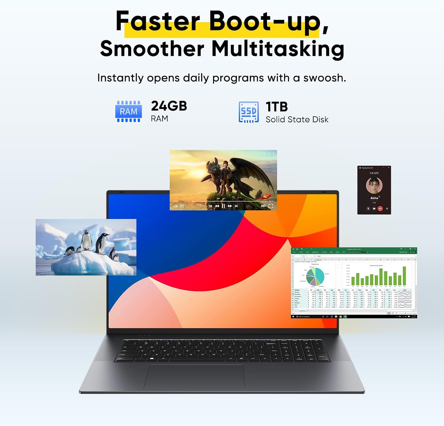 18.5' Laptop | 24GB RAM + 1TB SSD | 3.4GHz Core m3 | 48Wh Battery | 3xUSB | HDMI | RJ45 | Dual-Band Wi-Fi | BT 5.0 | Space Grey