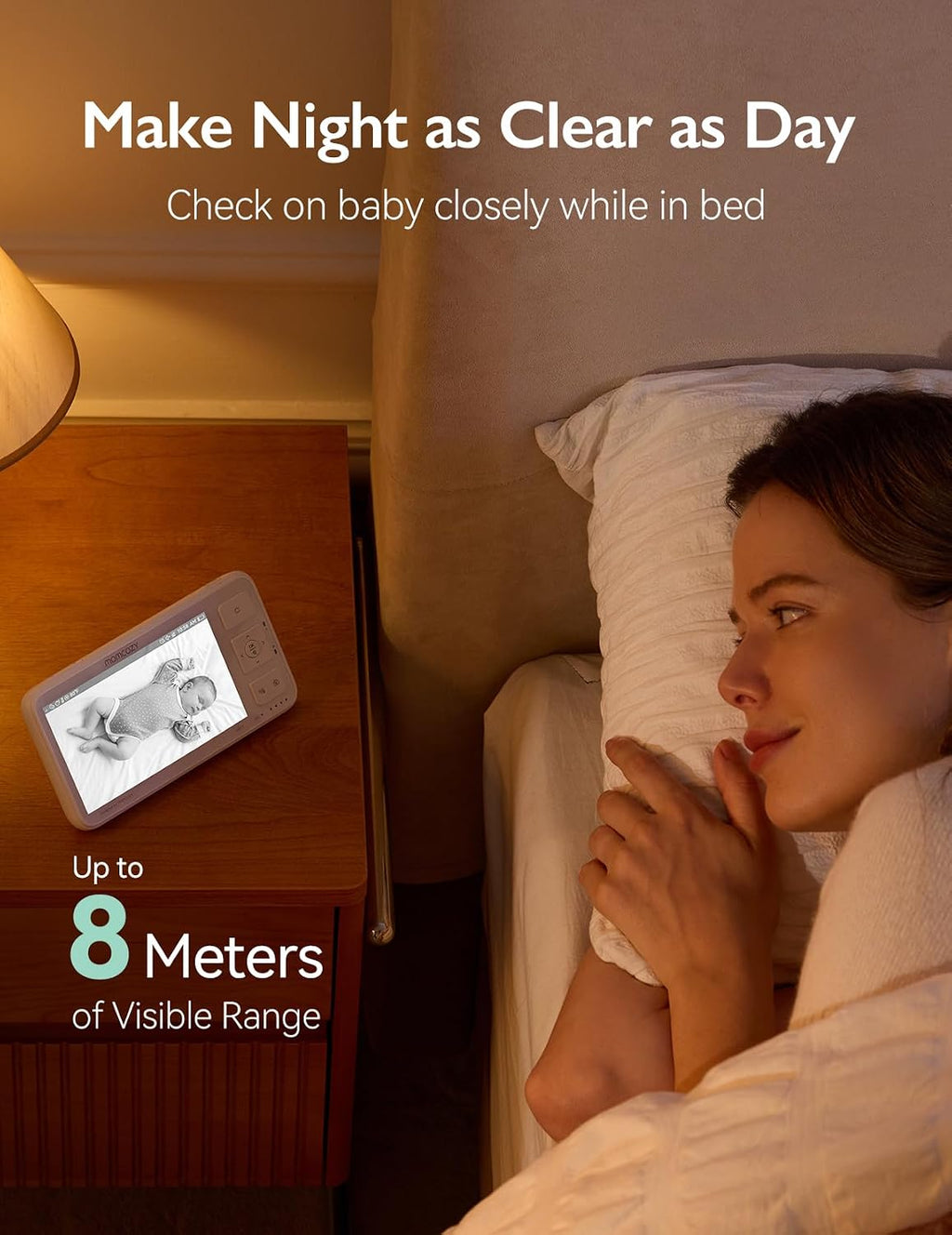 Momcozy Video Baby Monitor, 5.5' 1080P Full HD Baby Monitor with Camera No WiFi, Infrared Night Vision, 5800mAh 120-hrs Battery, ECO, VOX, 2-Way Audio, 1640ft Range, Record and Rewind Locally, BM03