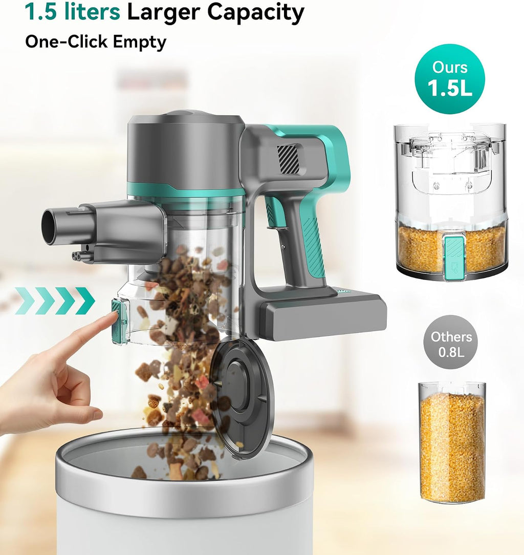 S10K Cordless Vacuum Cleaner, 55Kpa 60mins Lightweight Stick Vacuum with Powerful Suction for Home, Rechargeable, Self-Standing, Handheld Vacuum Cleaners for Hardwood Floors, Carpets, Pet Hair