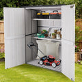 4.6x2.42FT Sheds & Outdoor Storage Shed with All Around Metal Frame, Garden Sheds Cabinet with Floor & Adjustable Shelfs, Tool Shes for Backyard Garden Patio Lawn (White)